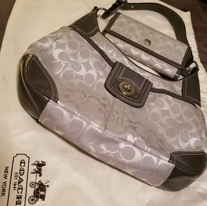 Coach Grey Signature Satchel & wallet